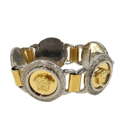 Gianni Versace Bracelet Gold Silver Plated 7.09in Authentic Vintage From Japan