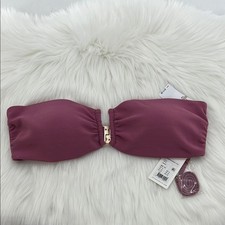 Jets Australia U/Trim Bandeau Bikini Top - Ribbed Mauve - 12 - NWT