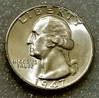 🟅 BU 1947-D 90% Silver Wash. Quarter 25¢ - 79-Year-Old Coin