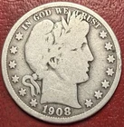 1908-D Barber Silver Half Dollar. Free Shipping