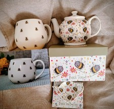 For People Who Love Bees. Alex Clark Teapot And Teabag Tidy With Rounded Bee Mug