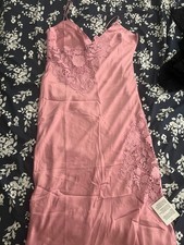 ASOS DESIGN satin lace applique cami strap midi dress in pink US6 New