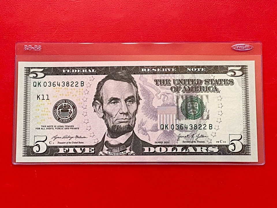 NEW 2021 $5 DOLLAR BILL -NOTE ( DALLAS K ) Uncirculated - Image 2 of 3