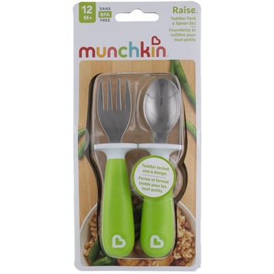 Munchkin Toddler Fork & Spoon Toddler Utensils, Assorted Colors, 2 Ct