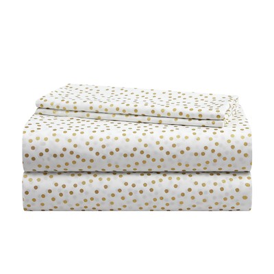 Full Sheet Set,4 Piece Gold Dot Pattern, Cozy and Durable