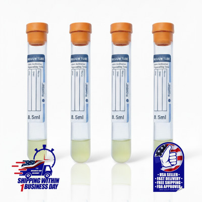Vacuum Gel Tubes Serum Separator Tube 8.5 mL, SST, Yellow Top EXP 10/2028, 30073