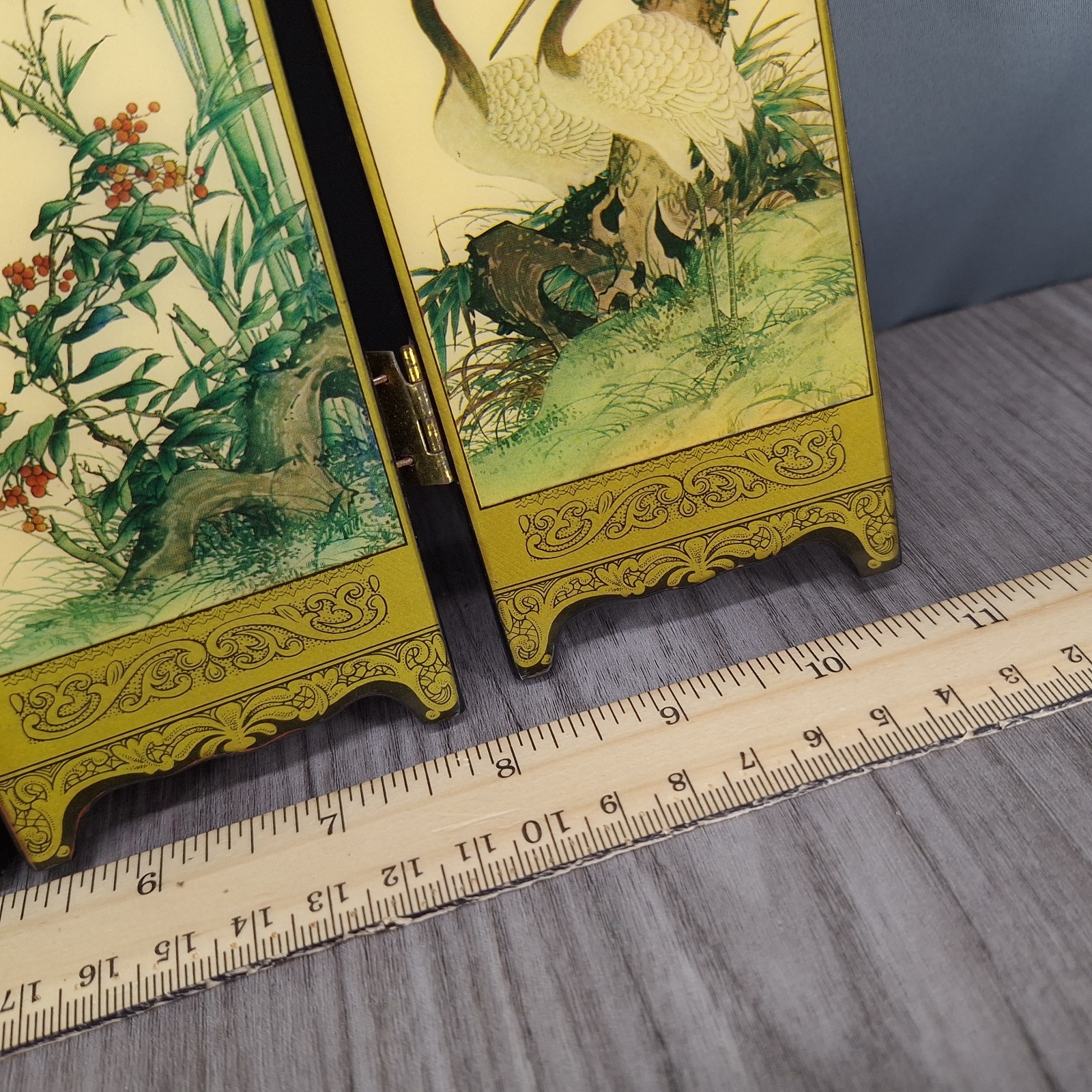 Vtg Asian Folding Table Screen 4 Panel Divider