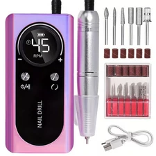 45000RPM Wireless Electric Nail Drill Machine E File Manicure LED Art Drill Kit