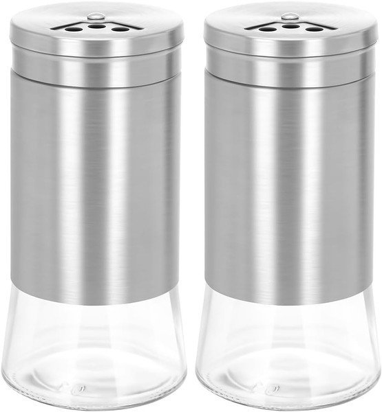 Salz Und Pfefferstreuer Mit Edelstahl Einstellbaren LöChern Deckel 2Er Set-image