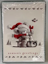 Christmas Cards Paper Magic Group Teddy Bear W/ Gifts New 16 Sealed Box Adorable