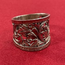 Sterling Silver 925 Open Work Filigree Wide Ring Size 7