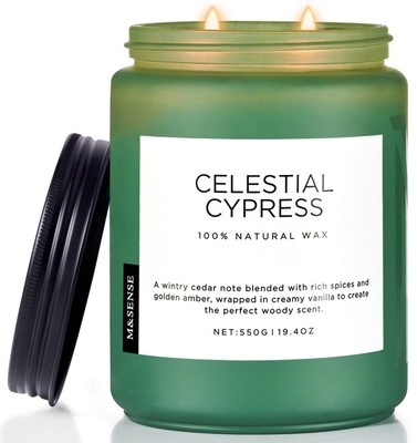 Celestial Cypress - Cedar & Spice Soy Jar Candles, Cedarwood Cardamom Large W...