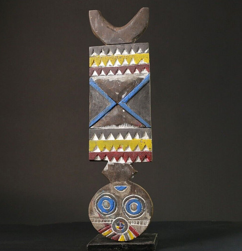 African Tribal Wood Sculpture Totem Figure Hand Painted Wall Decor -G1076