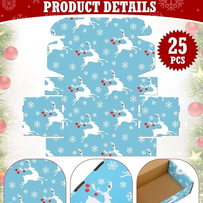 25 Pack Christmas Gift Boxes Corrugated Cardboard Durable Holiday Shipping Boxes - Image 3 of 4