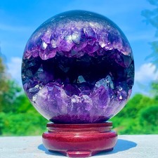 1.94LB Natural Amethyst Opening Smile Cave Quartz Carving Crystal Healing