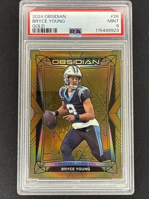 2024 Panini Obsidian Bryce Young GOLD #26 09/10 Number Match! PSA 9 Panthers