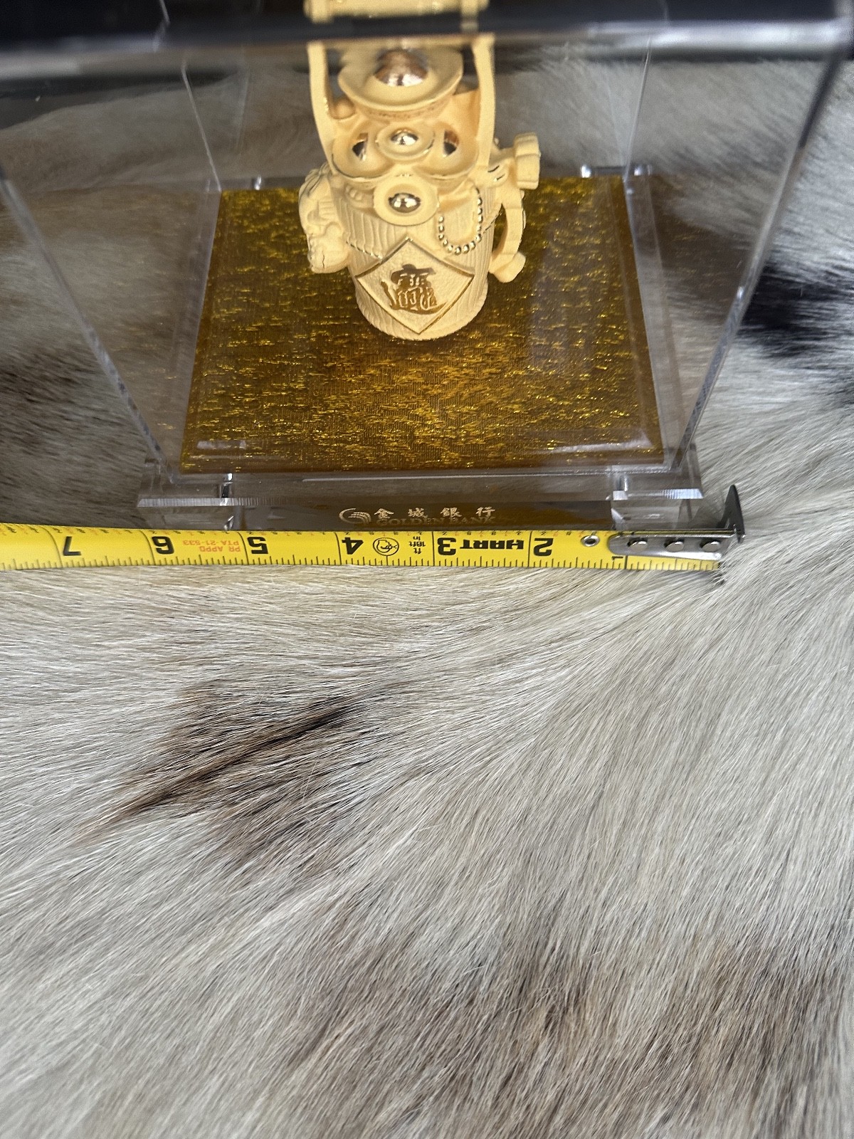 24K Yellow Gold Plated Chinese Feng Shui Wealth Yuanbao Treasure Bowl Statue