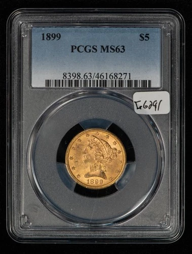 1899 G$5 Liberty Head Gold Half Eagle  - PCGS MS 63 - SKU-G6291