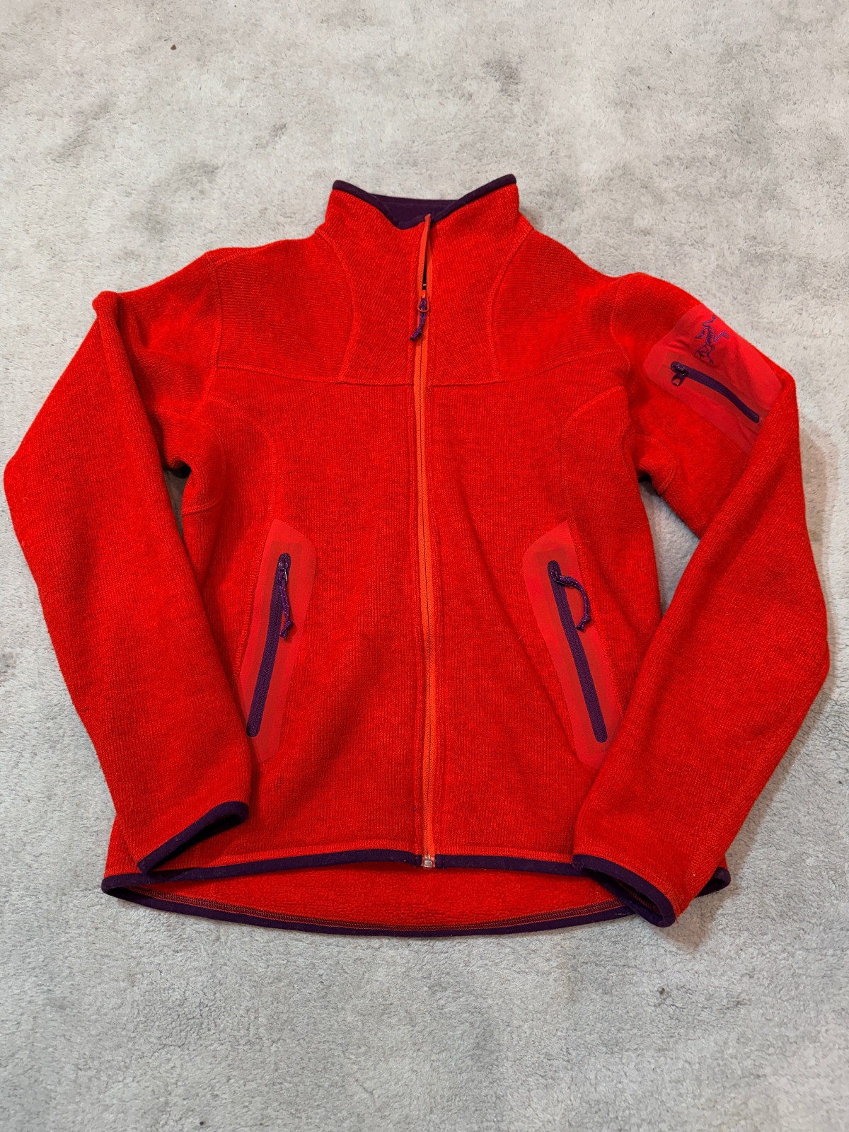 ARC'TERYX COVERT CARDIGAN WOMEN'S FLEECE JACKET RED HIKING TREKKING SIZE S