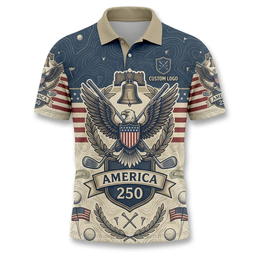 Personalized Name Vintage Liberty Bell Eagle Golf Polo, Liberty Bell Polo S-5XL