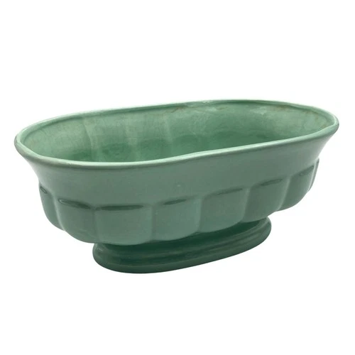 Vintage Haeger Pottery USA Mint Green 305 Oval Footed Pedestal 10" Planter Bowl