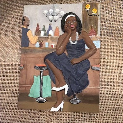 Heritage Society 3D Decorative Tile - Woman At Bar - 4 1/2  X 6  - US Sales only