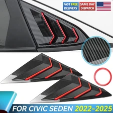 Quarter Panel Rear Side Window Louver For 2022-25 Honda Civic Sedan Carbon Fiber
