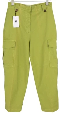 PT Torino Zoe Pantalon Femme 44 W30 Vert Slim Cargo Lin Taille Haute - Photo 1/4