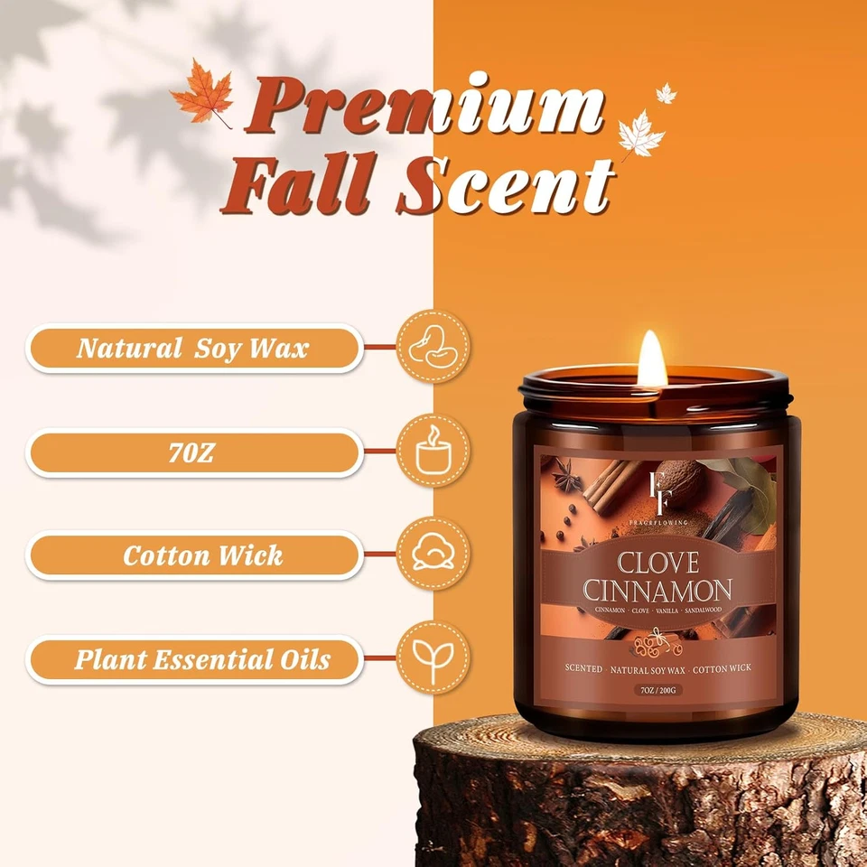 Clove Cinnamon Fall Candle 7 Oz Jar - Natural Soy Aromatherapy Gift for Home - Image 3 of 4