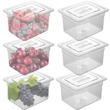 6 Pack 1/6 Size Polycarbonate Food Pans with Lids Plastic Clear Restaurant Co