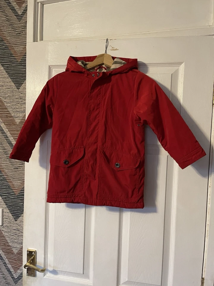 BURBERRY Girls Red Hooded Jacket Cotton Lining Age 4 Years - Image 2 of 4