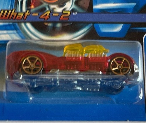 Coche Hot Wheels What-4-2 2005 rojo y amarillo fundido a presión 1:64 2 7/8" con ruedas naranjas - Imagen 2 de 4