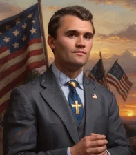 Charlie Kirk MAGA Christian Oil Painting Style Print AI Generated 8X10 Print