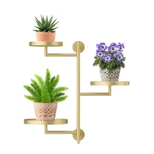 Color Shipped at Random: White or Gold 3-Tier Rotating Metal Window Plant She...