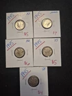 5 Beautiful VF-UNC 1945 Silver Mercury Dimes