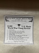 Play-Rite O-300 Player Piano Roll - U.S. Music World War I Song Review