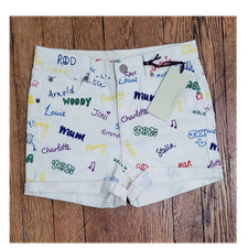 Stella McCartney Girls Bermuda Shorts White Multicolor Graphic Print Size 8 NWT