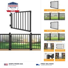Deck Fence Gate Outdoor, 38  Gate for 42  Deck, Black Heavy Duty Steel Anti-R...
