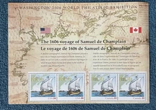Scott #4074, 39c-51c U.S.-Canada Champlain Souvenir Sheet, MNH