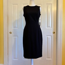 NWT Calvin Klein Black Sheath Dress with Gold Zipper Size 4