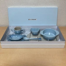 Le Creuset Baby Tableware Set Coastal Blue Plate Stoneware with box from jp