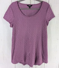 Simply Vera Wang Size Large Pink Textured Short Sleeve Womens Top