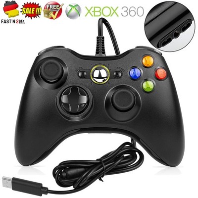 Wired Controller Für Microsoft Xbox 360 PC Windows 11 10 8 7 USB Gamepad Schwarz