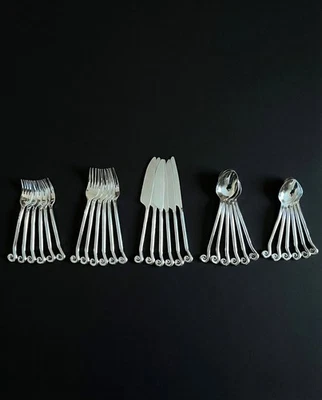 Ensemble ménagère de 30 couverts en inox - forme spirales / tourbillons - servic - Photo 1/4