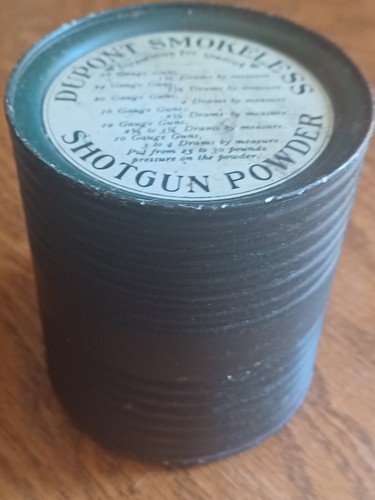 Ancienne E.I. vintage Fusil de chasse en étain poudre sans fumée DuPont de Nemours Powder Co. - Photo 4/13