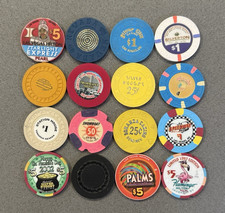 Las Vegas 16 Assorted Casino Chips COLLECTORS LOT 