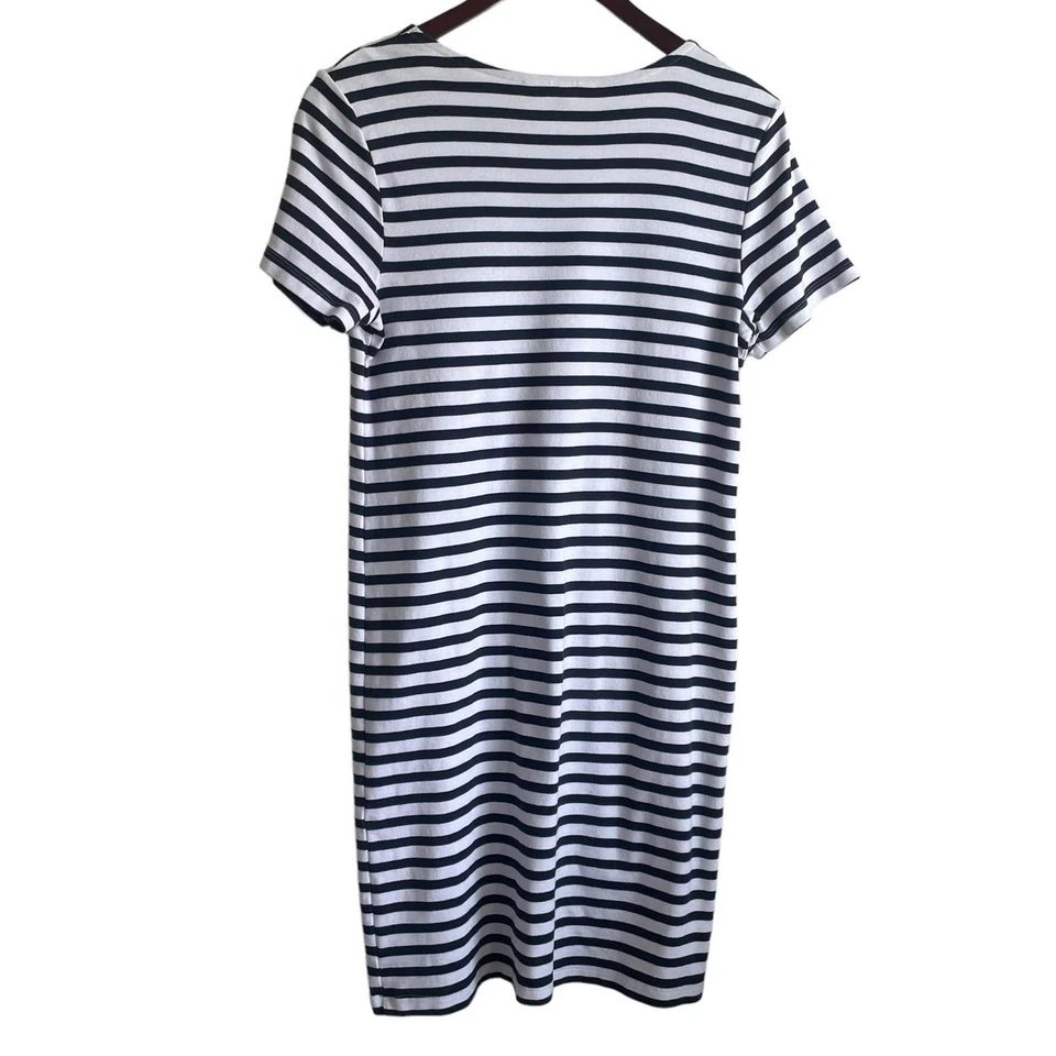 Karen Scott Women T-shirt Dress Navy Striped M Blue White Casual Preppy Coastal - Image 3 of 4