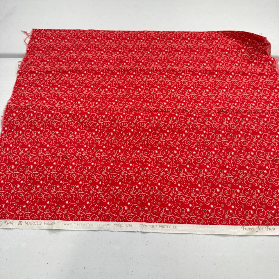 marcus brothers quilting fabric red floral cotton 27x43 5030 - Image 2 of 4