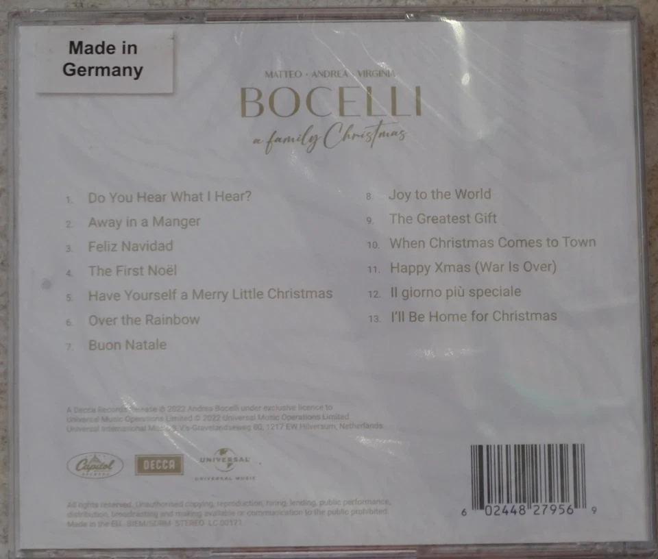 Andrea Bocelli 'A Family Christmas' CD New Sealed - Image 2 of 2