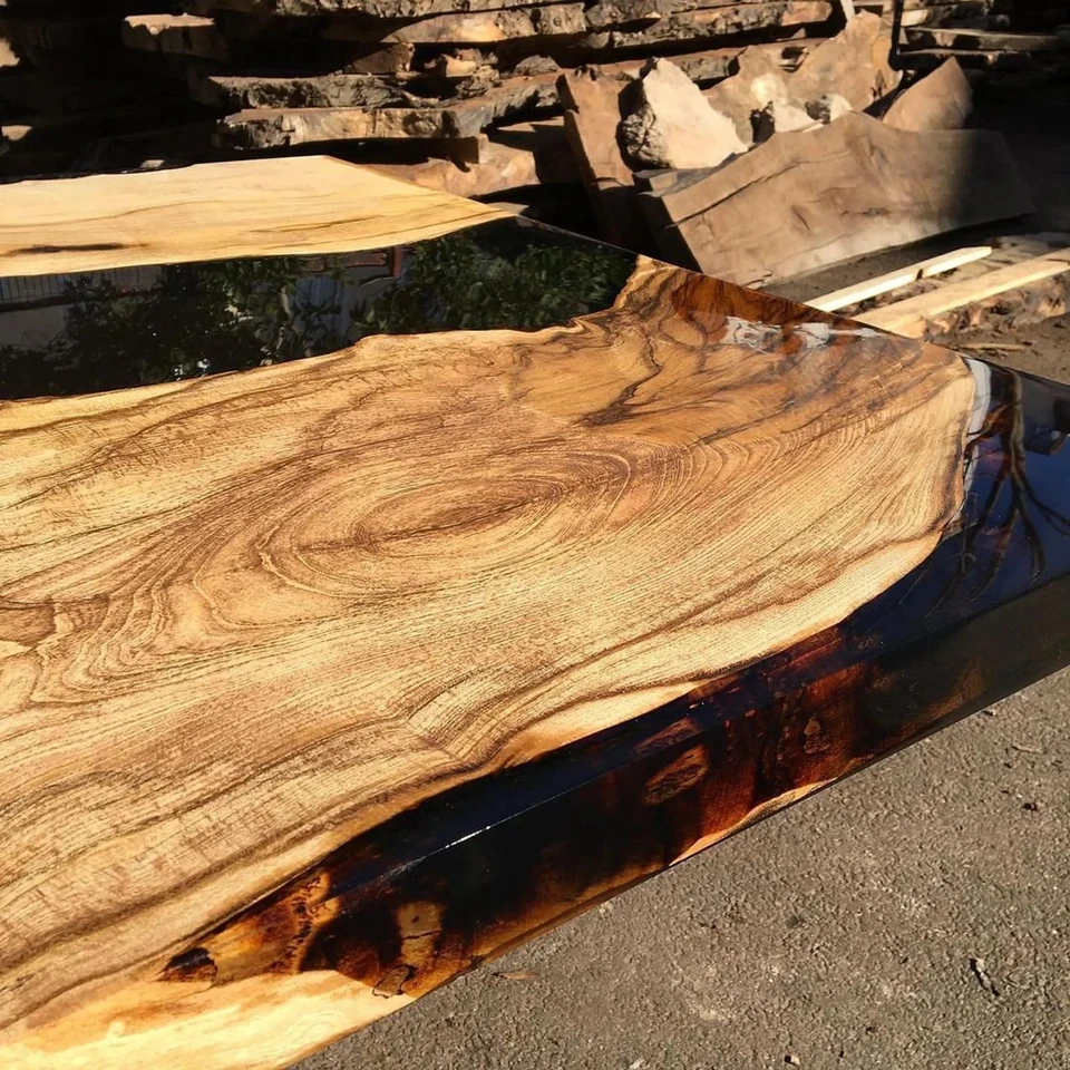Custom Epoxy Resin Table | Live Edge Walnut River Table | Handmade Epoxy Dining - Image 4 of 4